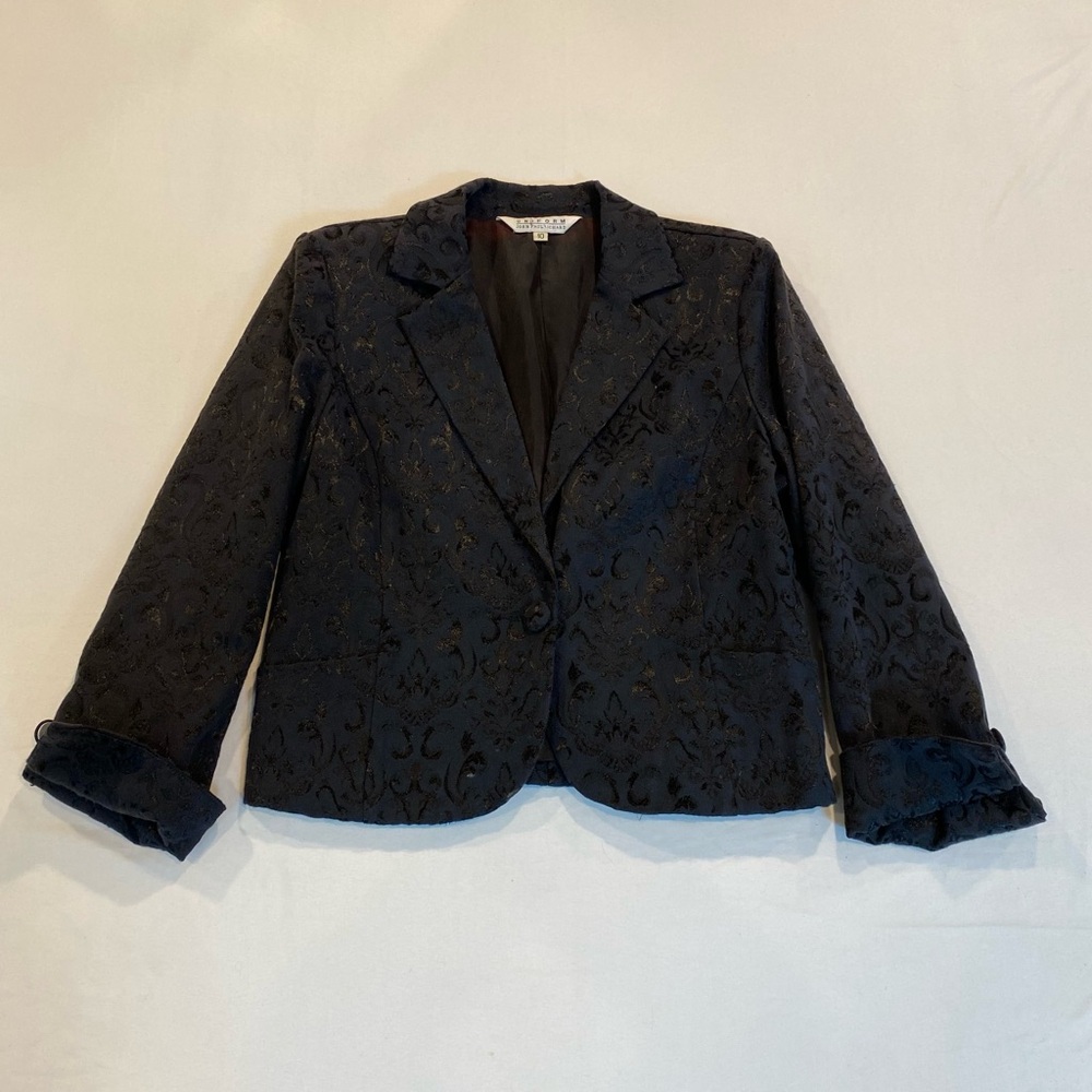 NWT VTG Elegant Black Jacquard Women's Blazer Suit Jacket